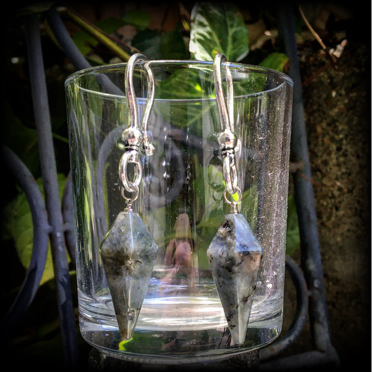 Labradorite earrings-Gemstone ear hangers