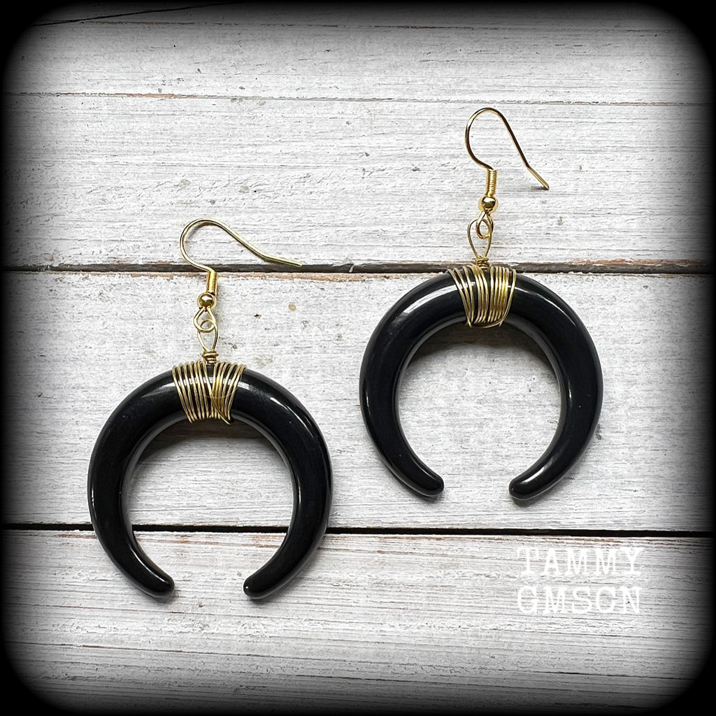 Artemis earrings-Black moon earrings
