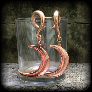 Pink moon gauged earrings