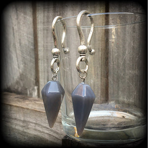 Grey agate earrings-Ear hangers