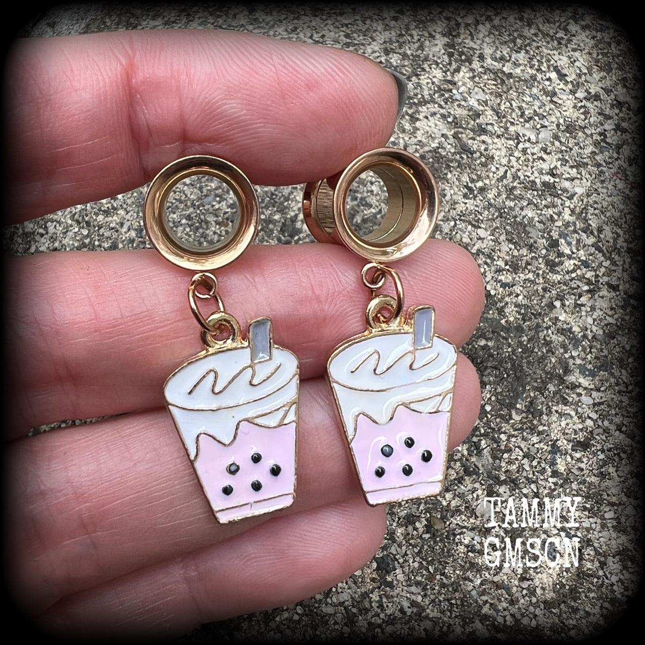 Bubble tea tunnel earrings-Boba tea earrings