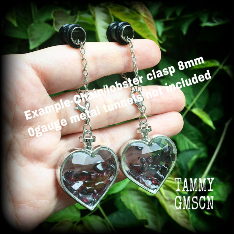 Garnet heart earrings-Ear hangers