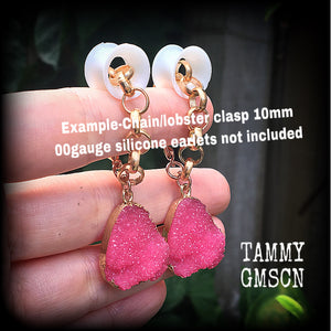 Pink druzy earrings-Ear hangers