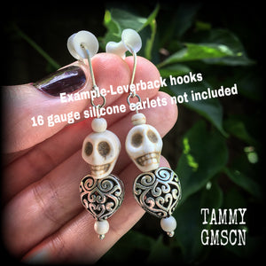 Skull and heart earrings-Erzulie earrings