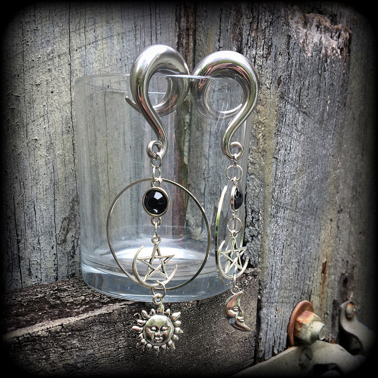 Sun and moon esoteric earrings