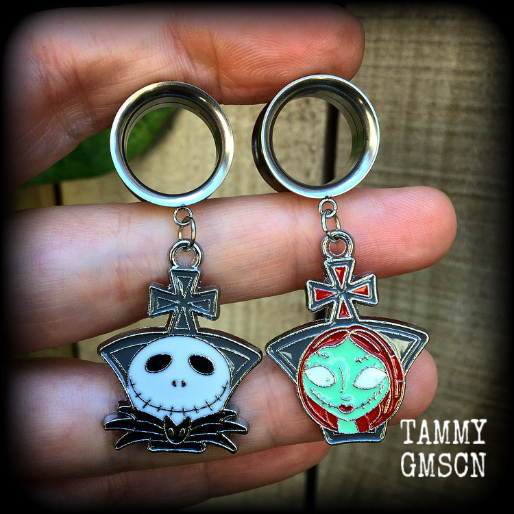 Jack and Sally NMBC tunnel earrings