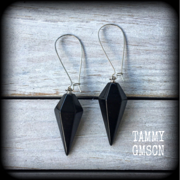 Black obsidian earrings-Gemstone earrings