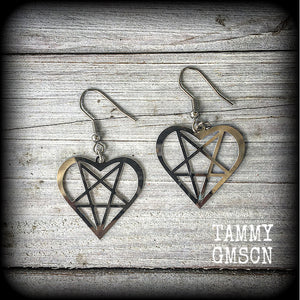 Heartagram earrings-Witchy earrings