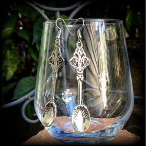 Silver spoon earrings-Teaspoon earrings