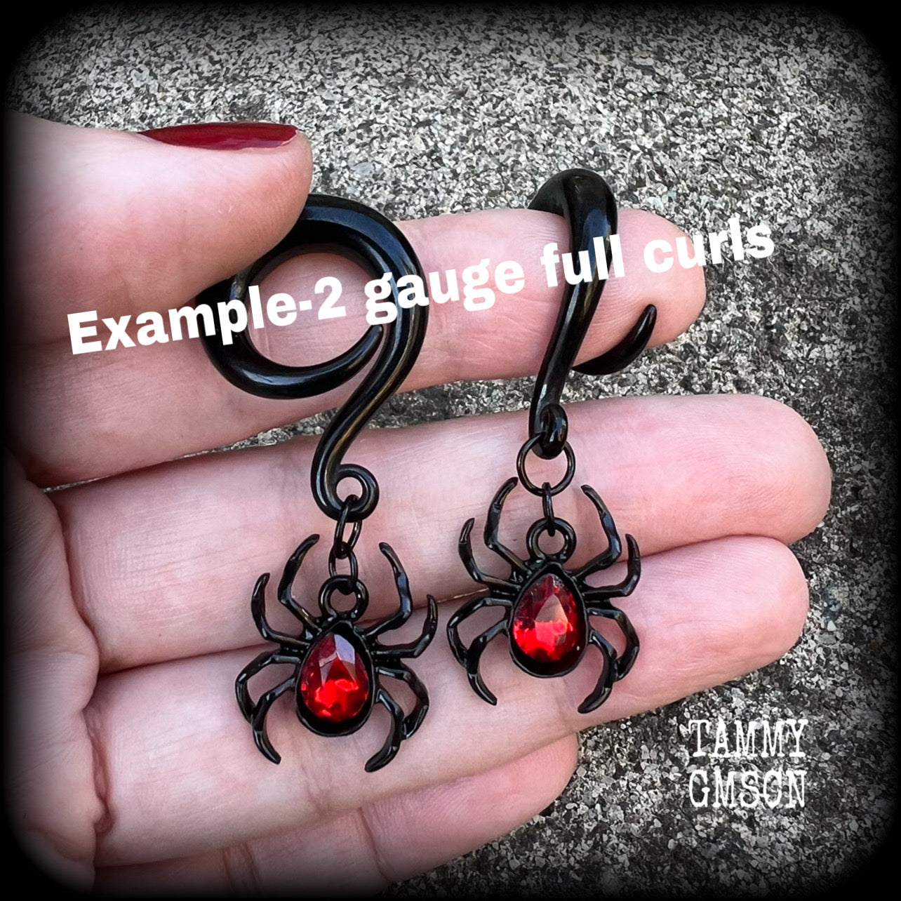 Redback spider earrings-Insect gauged earrings