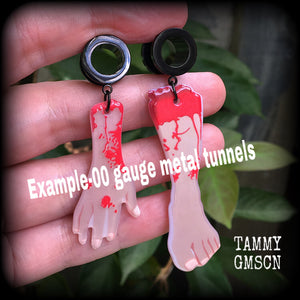 Zombie tunnel earrings-Halloween earrings