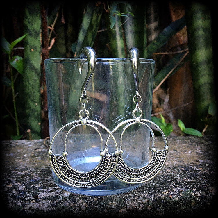 Goddess Ishtar gauged earrings-Tribal ear weights