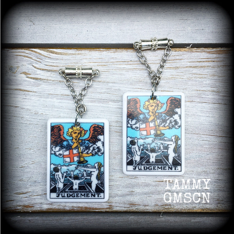 Judgement tunnel earrings-Tarot card earrings