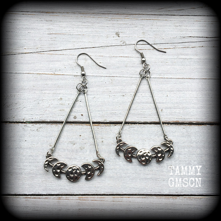Moon phase earrings-Moon earrings