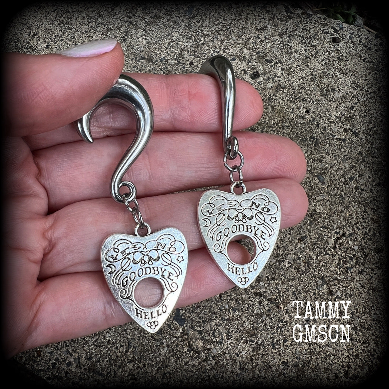 Ouija board planchette gauged earrings