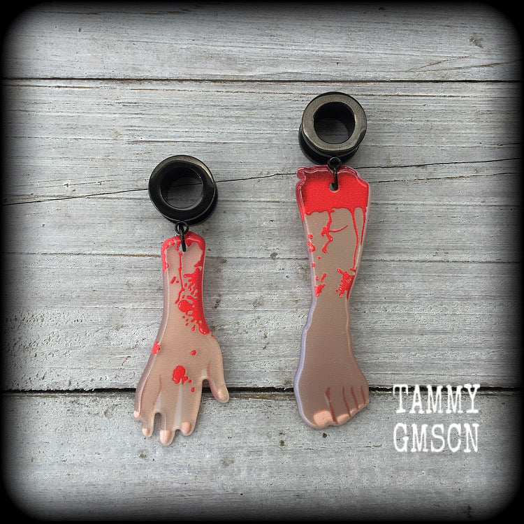 Zombie tunnel earrings-Halloween earrings