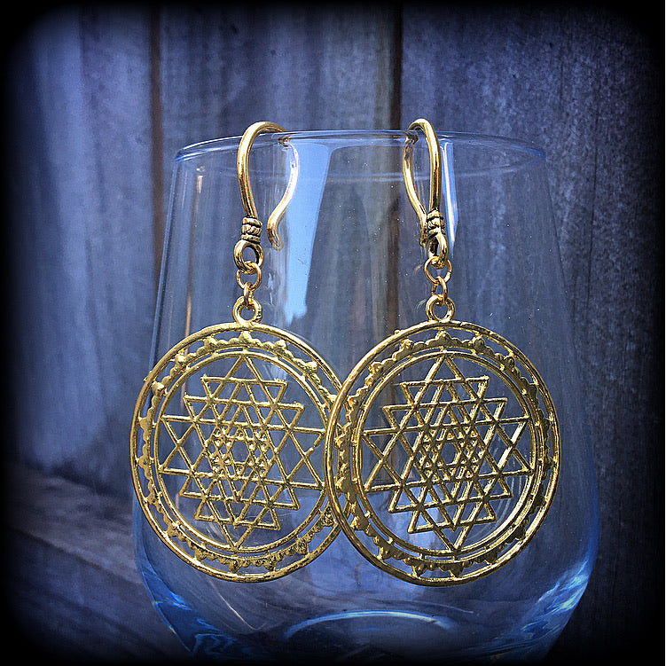 Sri Yantra earrings-Sri Chakra ear hangers