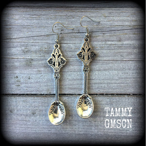 Silver spoon earrings-Teaspoon earrings