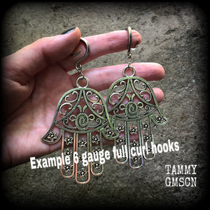 Hamsa hand gauged earrings