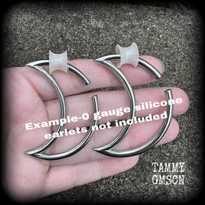 Crescent moon tunnel earrings-Ear hangers