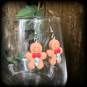 Gingerbread man earrings-Yule earrings