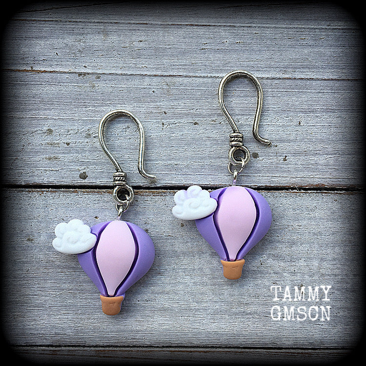 Purple hot air balloon earrings-Cute earrings