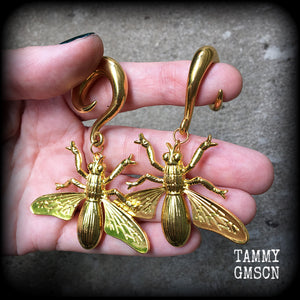 Wasp earrings-Insect gauged earrings