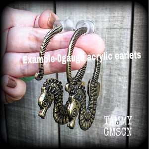 Seahorse tunnel earrings-Ear weights