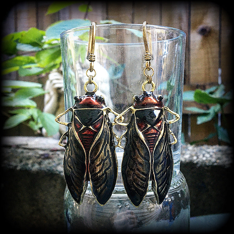 Cicada earrings-Locust ear hangers