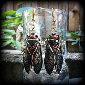 Cicada earrings-Locust ear hangers