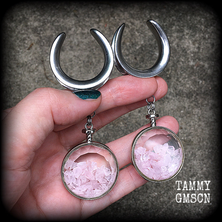 Rose quartz ear weights-Cradle weights