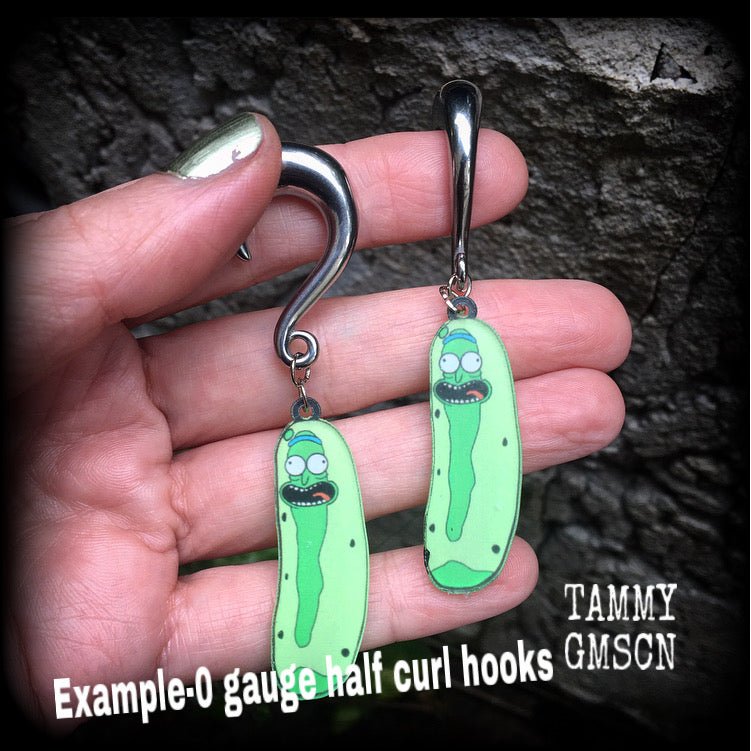 Pickle Rick earrings-Rick and Morty gauged earrings