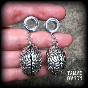 Brains tunnel earrings