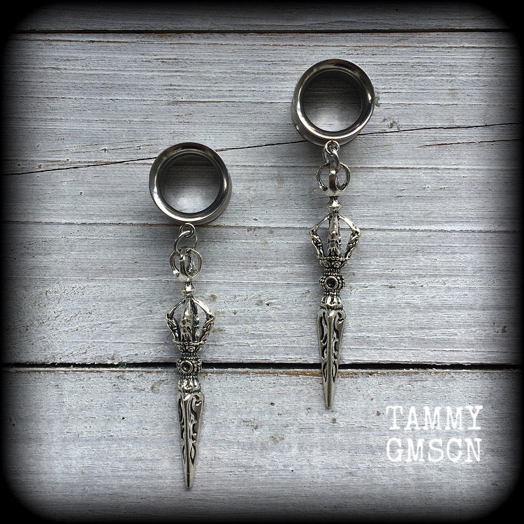 Vajra dagger tunnel earrings
