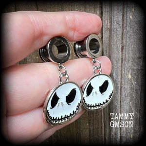 Jack Skellington tunnel earrings-Halloween earrings