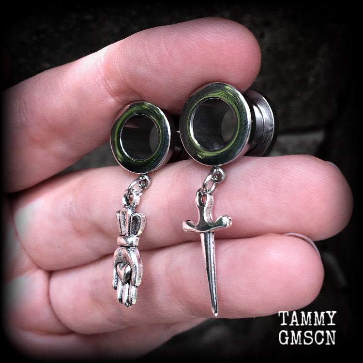 Ace of swords tunnel earrings