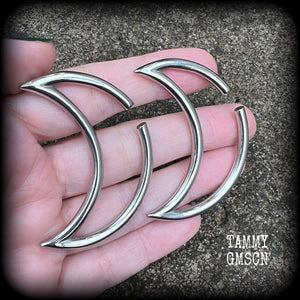 Crescent moon tunnel earrings-Ear hangers