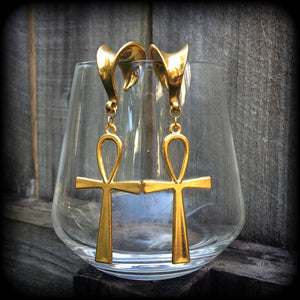 Ankh gauged earrings