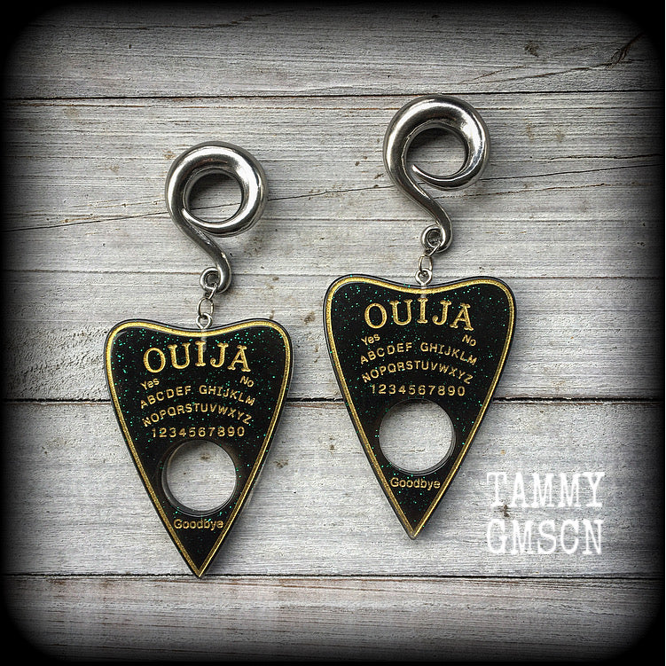 Ouija board planchette gauged earrings