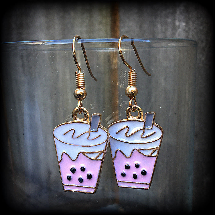 Bubble tea earrings-Pearl tea earrings