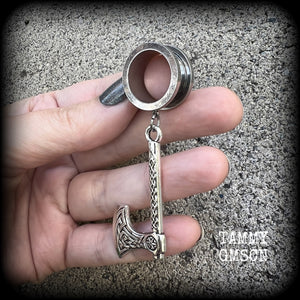 Single Viking axe tunnel earring