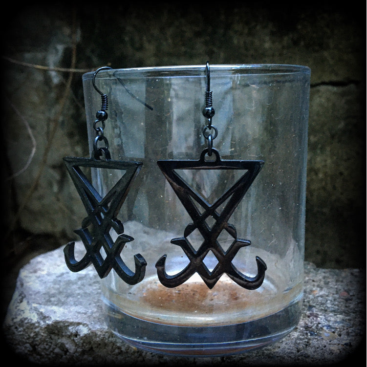 Sigil of Lucifer earrings-Occult jewelry