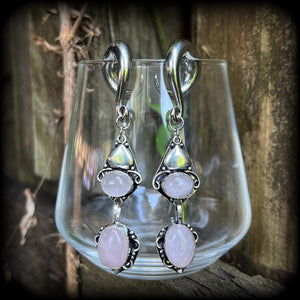 Rose quartz gauged earrings Rose quartz ear weights 0 gauge ear weights Gemstone ear hangers Gauges 6g 2g 0g 00g 1/2" 9/16" 5/8" 3/4" 7/8" 1" 1.10" 1.18"
