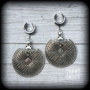 Artemis shield statement gauged earrings