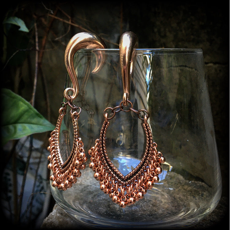 Aphrodite gauged earrings-Boho gypsy ear hangers