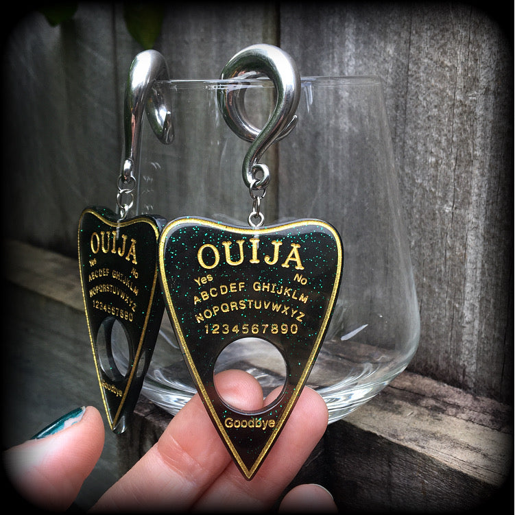 Ouija board planchette gauged earrings