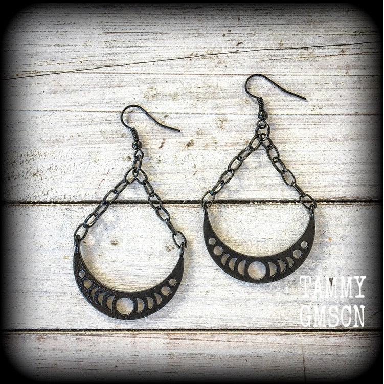 Black moon phase earrings