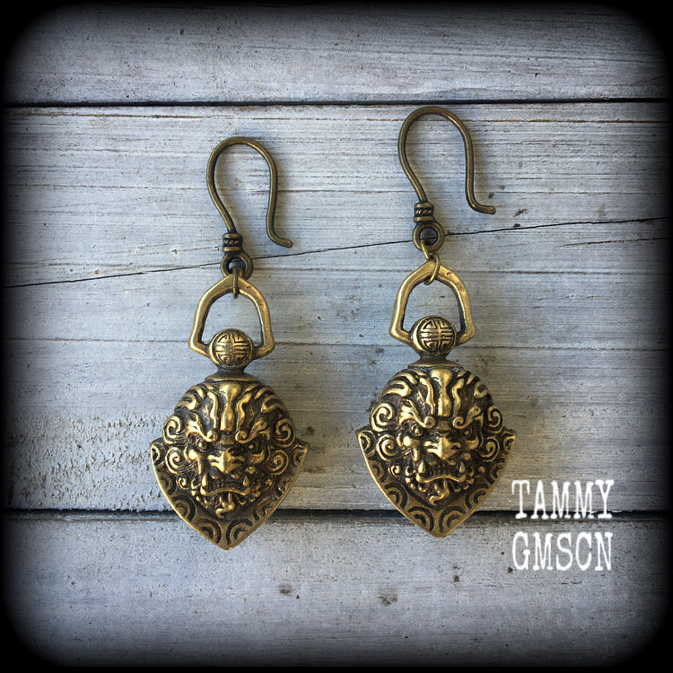 Foo dog earrings Foo dog ear weights Ear hangers Foo dog jewelry Temple dog ornaments Chinese lions Tattoo earrings Tattoo jewelry Tattoo designs Tattoos flash sheet Tattoo artist Tattooers 4mm 6mm 8mm 10mm 12mm 14mm 16mm 19mm 22mm 25mm 28mm 30mm 