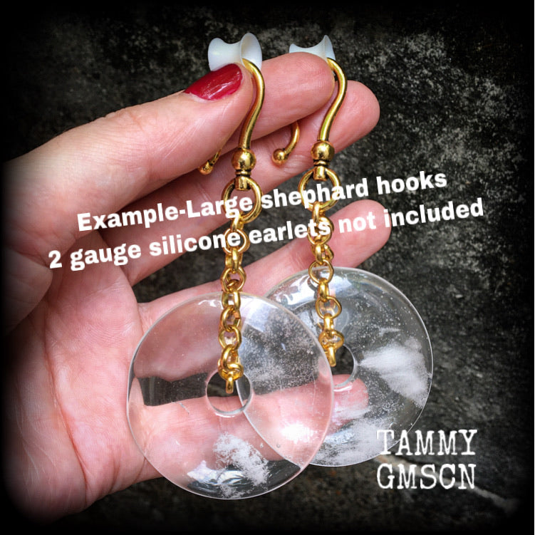 Clear quartz earrings-Ear hangers