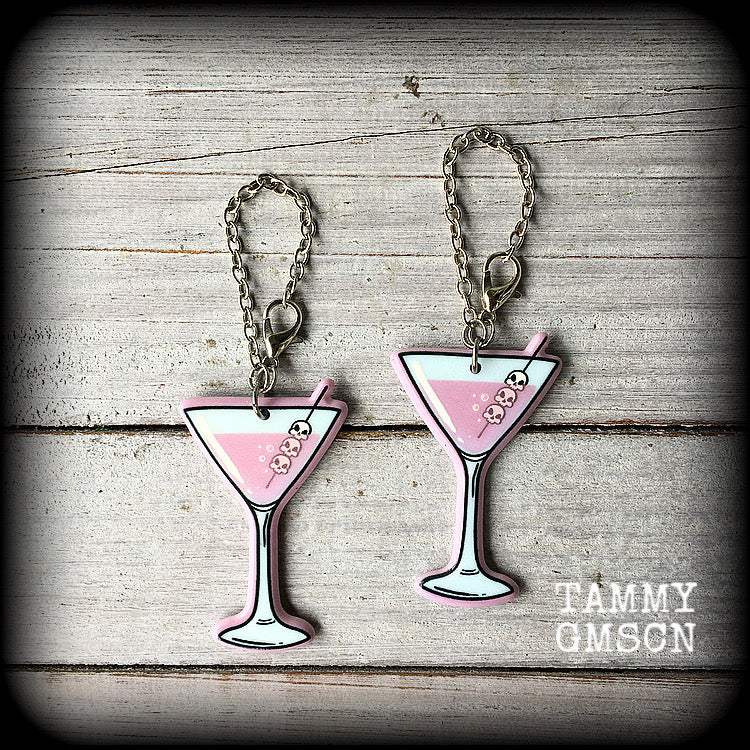 Zombie martini tunnel earrings